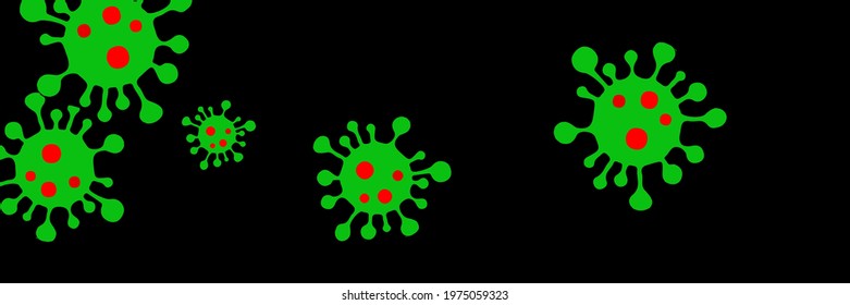 Test Science Red Coronavirus Danger Sign Background. Quarantine Vivid Virus Bright Pandemic Black Healthcare Illustration. Covid-19 Green Medicine Vibrant Horizontal Sick Creepy Epidemic Wallpaper.
