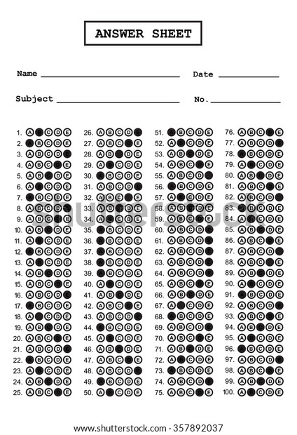 Test Score Sheet Answers Vector Illustation Stock Vector (Royalty Free ...