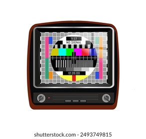 Pantalla de prueba de un televisor antiguo. Ilustración vectorial de la tabla de Configuraciones de TV