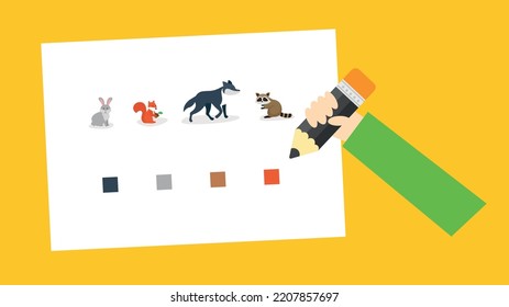Test sheet with animals illustration