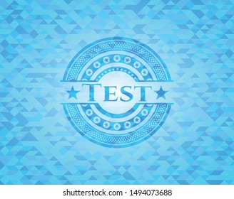 Test sky blue emblem with mosaic background