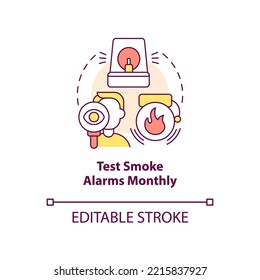 Test smoke alarms monthly concept icon  Heating system protection  Gas safety tip abstract idea thin line illustration  Isolated outline drawing  Editable stroke  Arial  Myriad Pro  Bold fonts used