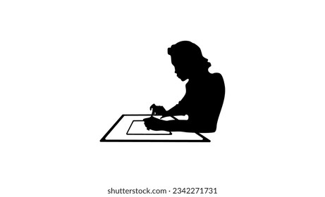 Test Taker silhouette, on writing test exam, symbol of exam, high quality vector