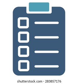 Test task icon from Business Bicolor Set. Vector style: bicolor flat symbol, cyan and blue colors, rounded angles, white background.