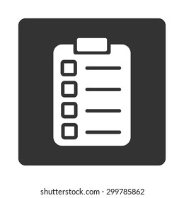 Test task icon. Vector style is white and gray colors, flat rounded square button on a white background.