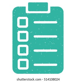 Test Task rubber seal stamp watermark. Icon vector symbol with grunge design and dust texture. Scratched cyan ink sticker on a white background.