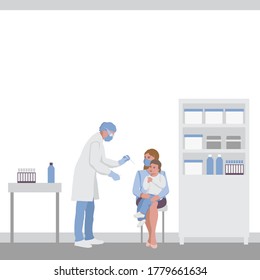 Test for throat infection in a child. Coronavirus Covid 19 testing