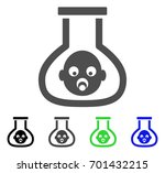Test Tube Baby flat vector illustration. Colored test tube baby, gray, black, blue, green pictogram versions. Flat icon style for web design.