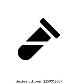 Test tube black glyph ui icon. Laboratory research. Scientific instrument. User interface design. Silhouette symbol on white space. Solid pictogram for web, mobile. Isolated vector illustration