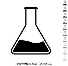 Test tube - black vector icon and ten icons in  shades of grey