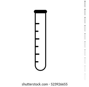 Test tube - black vector icon and ten icons in  shades of grey