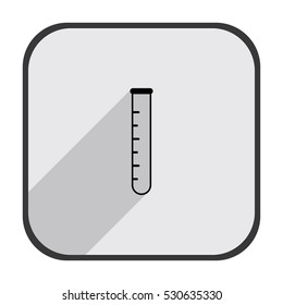 Test tube - black vector icon with  long shadow