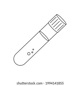 Test tube with blood sample linear icon. Blood medical analysis. Editable stroke. Vector outline illustration.