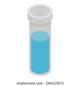 Test tube with blue liquid icon. Isometric of test tube with blue liquid vector icon for web design isolated on white background