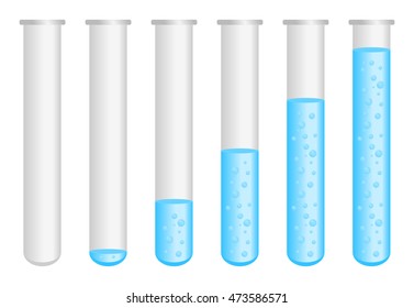 Test tube with blue liquid isolated on white - vector illustration
