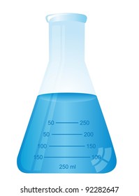 test tube with blue liquid isolated over white background. vector