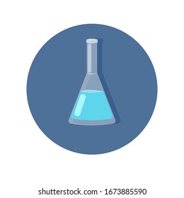 test tube with blue liquid medical laboratory glassware equipment for chemical experiment vector illustration