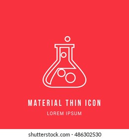Test Tube Bright red material designed line thin flat icon / logo