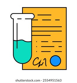 test tube with certificate line icon vector. test tube with certificate sign. isolated symbol illustration