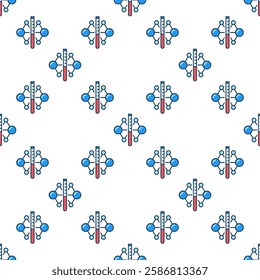 Test Tube with Chemical Compound vector Pharmaceutical concept colored seamless pattern