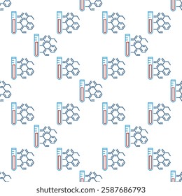 Test Tube with Chemical Compound vector Chemistry Laboratory Glassware concept seamless pattern in thin line style