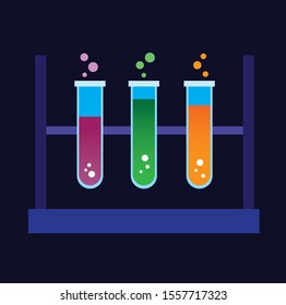 Test tube chemical liquids, Chemical experiment laboratory tool icon. Science tool Flat illustration vector