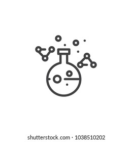 Test tube with chemical reaction outline icon. linear style sign for mobile concept and web design. Laboratory flask glass simple line vector icon. Symbol, logo illustration