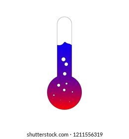 Test tube for chemical research. Red blue gradient. White bubbles affect up.