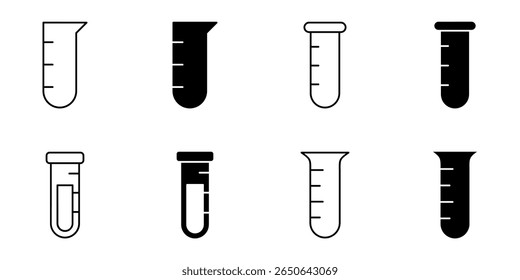 tubo de ensaio, química, conjunto de ícones de laboratório