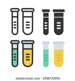 Test tube chemistry science laboratory colorful vector icon set. Pharmacy and chemistry, education and science elements and equipment