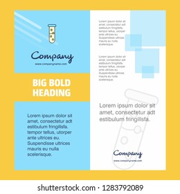 Test tube Company Brochure Title Page Design. Company profile, annual report, presentations, leaflet Vector Background