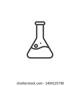 Test tube conical flask line icon. linear style sign for mobile concept and web design. Laboratory glassware outline vector icon. Symbol, logo illustration. Vector graphics