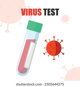 A test tube containing a blood sample for detecting viral infections in humans. Blood test.