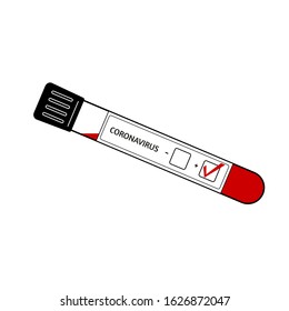 A test tube containing a sample of blood infected with coronavirus. Virus in China. Vector isolated image.