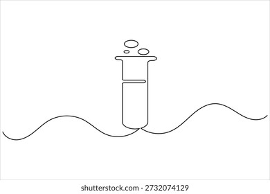 Dibujo de arte de línea continua de tubo de ensayo de símbolo científico de laboratorio minimalista