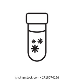 test tube with covid 19 virus over white background, line style, vector illustration