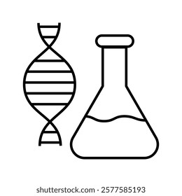 test tube and dna biochemistry icon symbol template for graphic and web design collection logo vector illustration icon . vector illustration, pictogram isolated on white background. color editable
