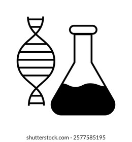 test tube and dna biochemistry icon symbol template for graphic and web design collection logo vector illustration icon . vector illustration, pictogram isolated on white background. color editable
