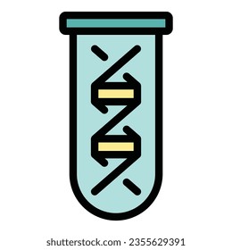 Test tube dna icon outline vector. Skin health. Doctor health color flat