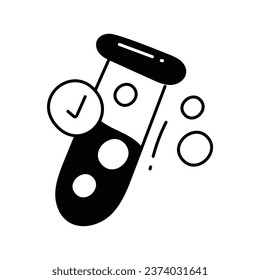 Dibujo de diseño del icono del doodle del tubo de ensayo. Símbolo de ciencia y tecnología sobre fondo blanco archivo EPS 10