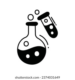 Dibujo de diseño del icono del doodle del tubo de ensayo. Símbolo de ciencia y tecnología sobre fondo blanco archivo EPS 10