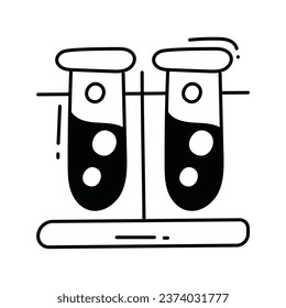 Dibujo de diseño del icono del doodle del tubo de ensayo. Símbolo de ciencia y tecnología sobre fondo blanco archivo EPS 10