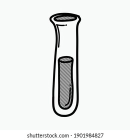 Test tube doodle vector icon. Drawing sketch illustration hand drawn line.