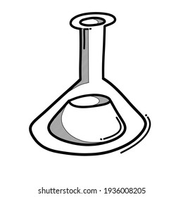 Icono del vector del doodle del tubo de ensayo. Línea dibujada a mano en la ilustración del esbozo de dibujo.