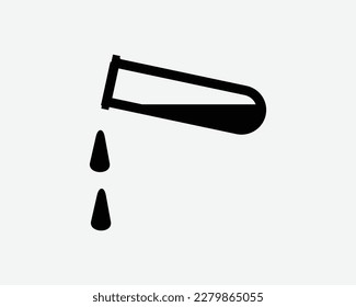 Test Tube Drip Icon Dripping Drop Droplets Liquid Substanz Schwarz Weiße Silhouette Symbol Schild Grafische Clip-Art Illustration Piktogramm Vektorgrafik