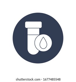 sonda de ensayo e icono de caída sobre fondo blanco, estilo de bloque, ilustración vectorial