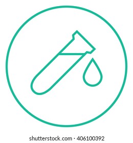 Test tube with drop line icon.