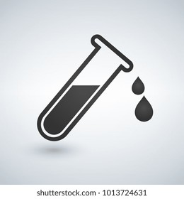 Test Tube With Drop. Medical And Chemical Icon. Vector Illustration.