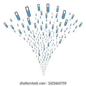 Test Tube exploding fountain. Vector illustration style is flat iconic symbols. Object fountain organized from random symbols as test tube fireworks.