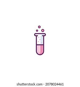 Test Tube Filled Icon - Science and Chemical Elements Icon Vector Illustration Isolated.